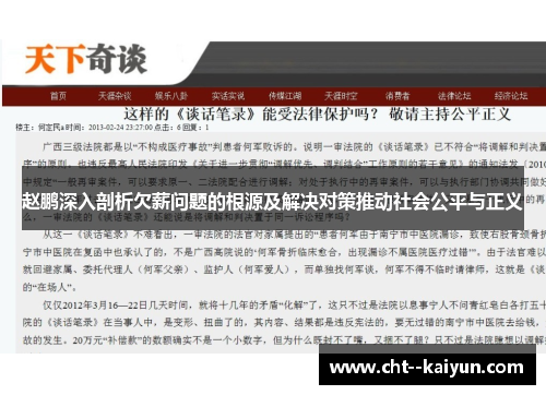 赵鹏深入剖析欠薪问题的根源及解决对策推动社会公平与正义